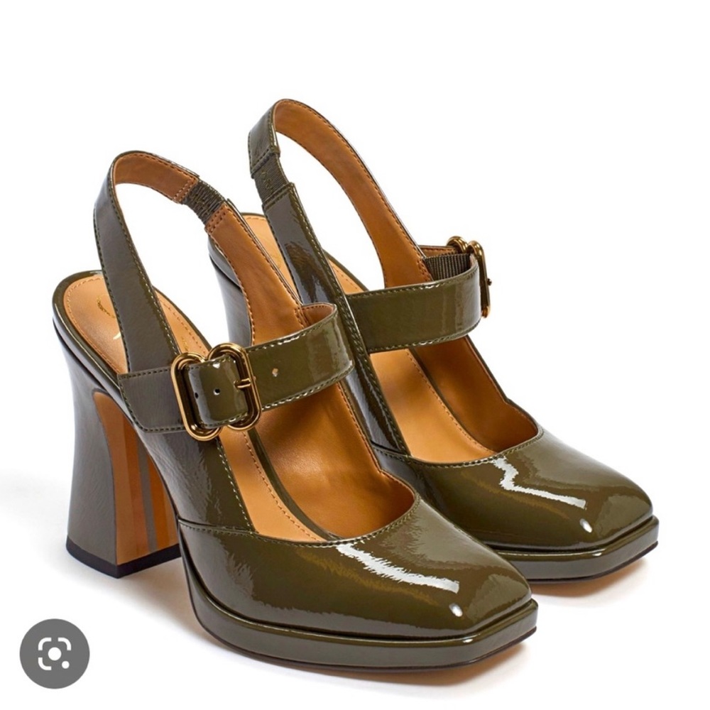 Same Edelman Patent Leather Mary Janes - Olive Size 8 - Never Worn